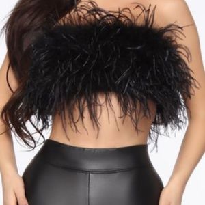 Black feather crop top